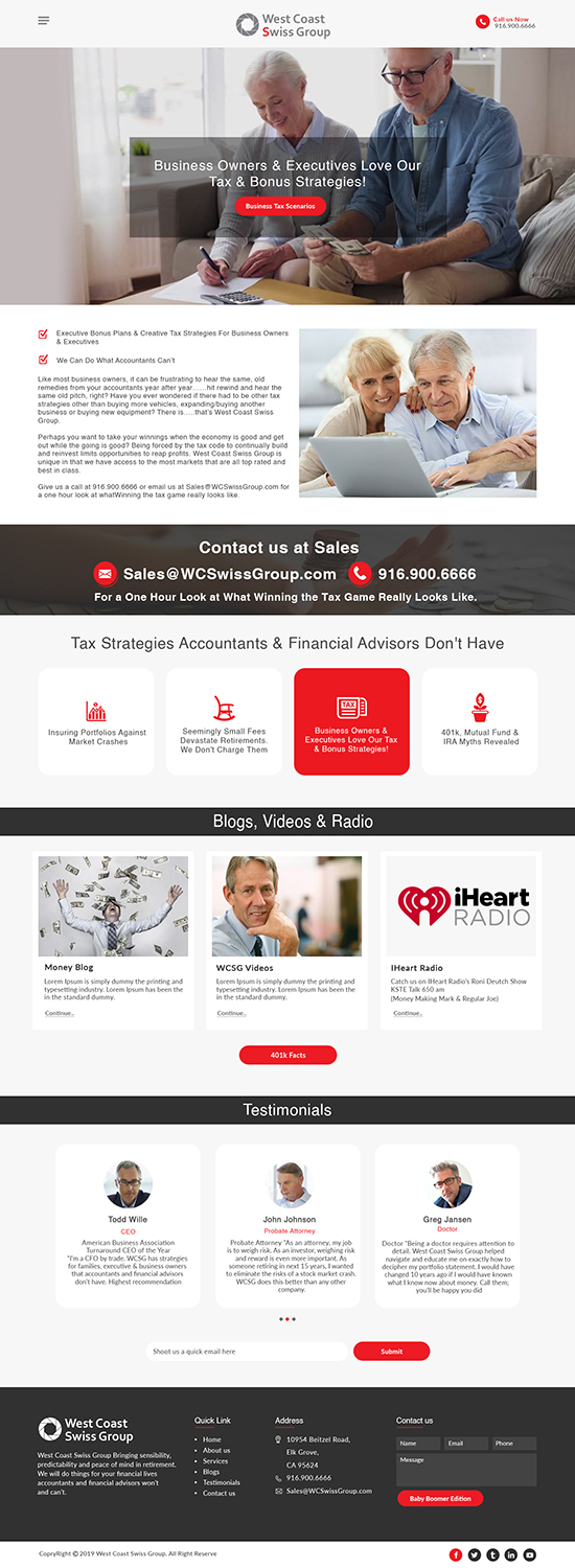 Web Design par bdesigner9 pour West Coast Swiss Group | Design #21371791