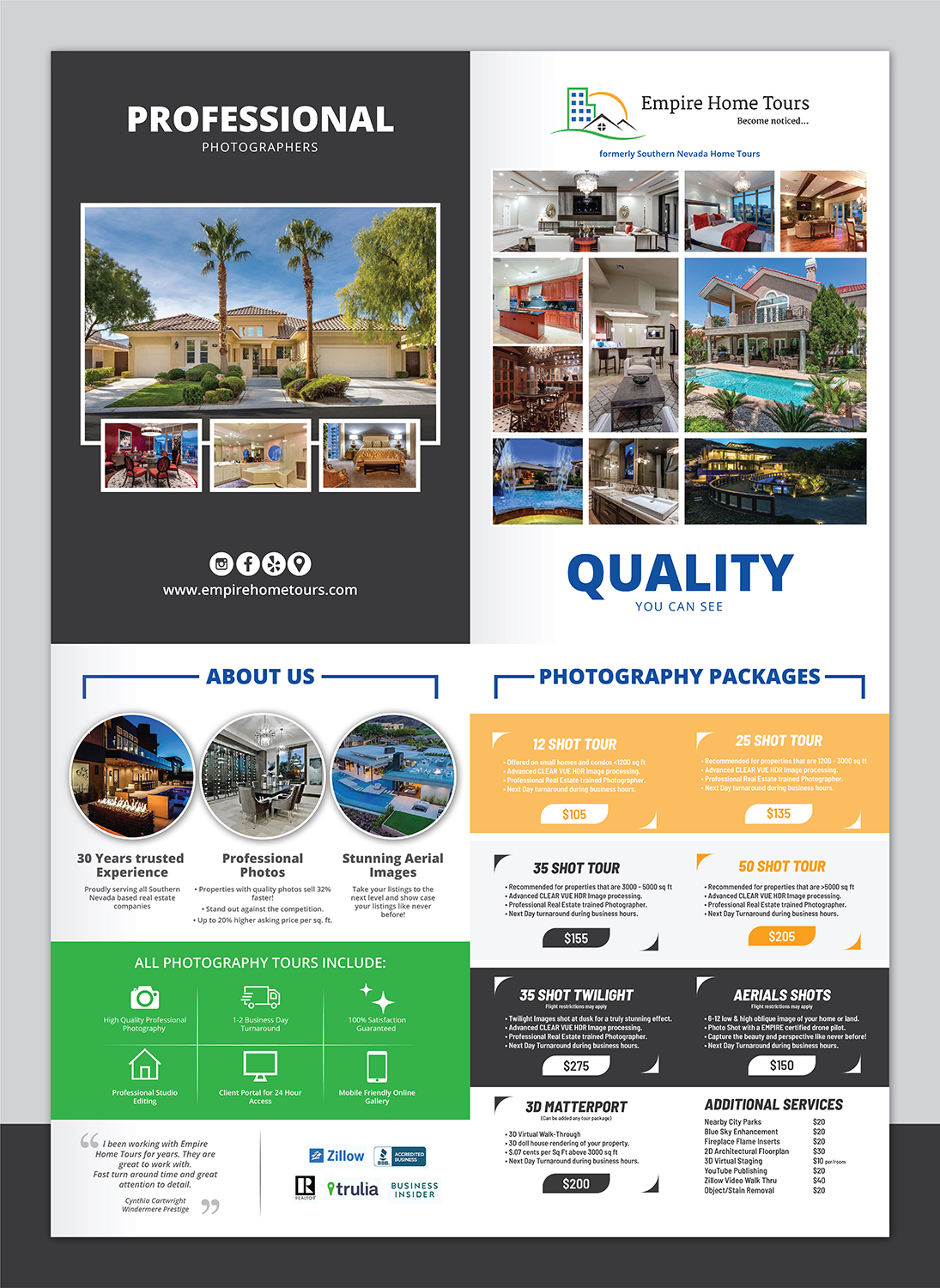 Design de Brochure par Deziners Zone pour Empire Home Tours | Design #21352834