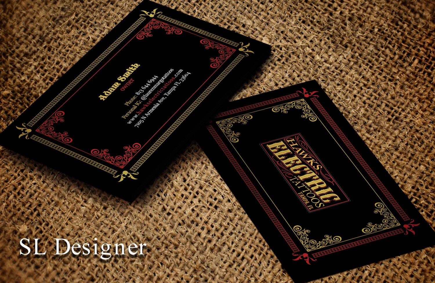 Design de Carte de Visite par SL Designer pour Hawks Electric Tattoos | Design #21347216