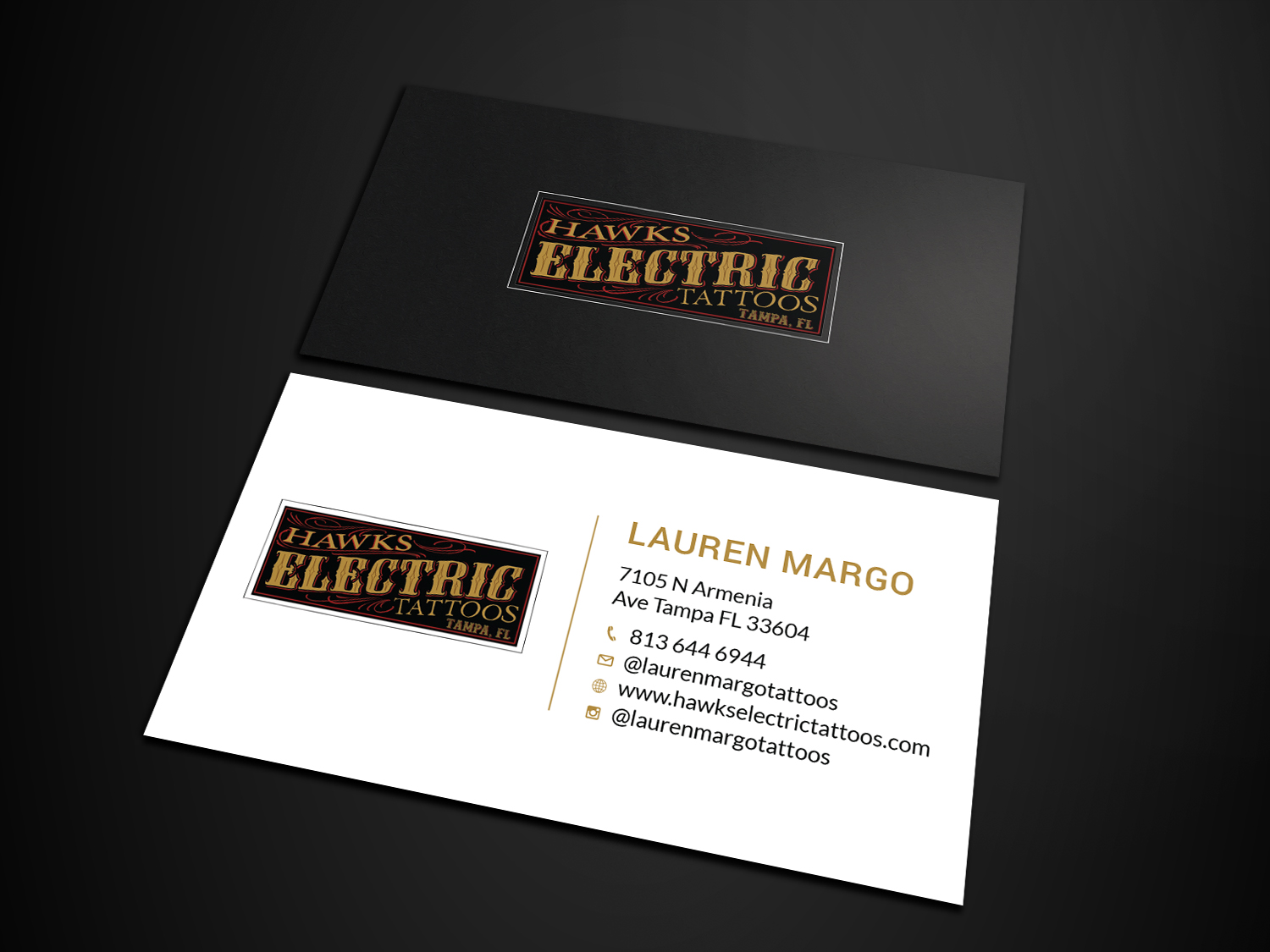 Business Card Design by Tripti Ranjan Gain for Hawks Electric Tattoos | Design #21344534