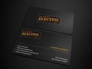 Business Card Design by Tripti Ranjan Gain for Hawks Electric Tattoos | Design: #21344535