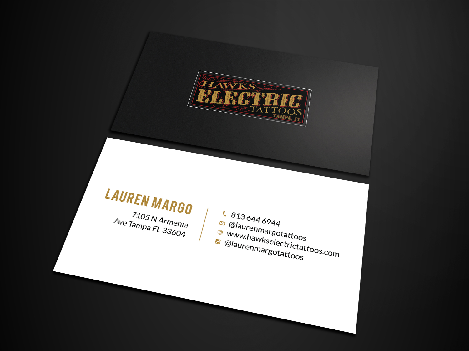 Business Card Design by Tripti Ranjan Gain for Hawks Electric Tattoos | Design #21344538
