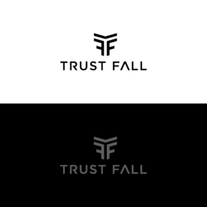 "Trust Fall"  with the "F" in "Fall" rotated backwards as if supported by the last "T" in "Trust". | Logo Design by nandkumar