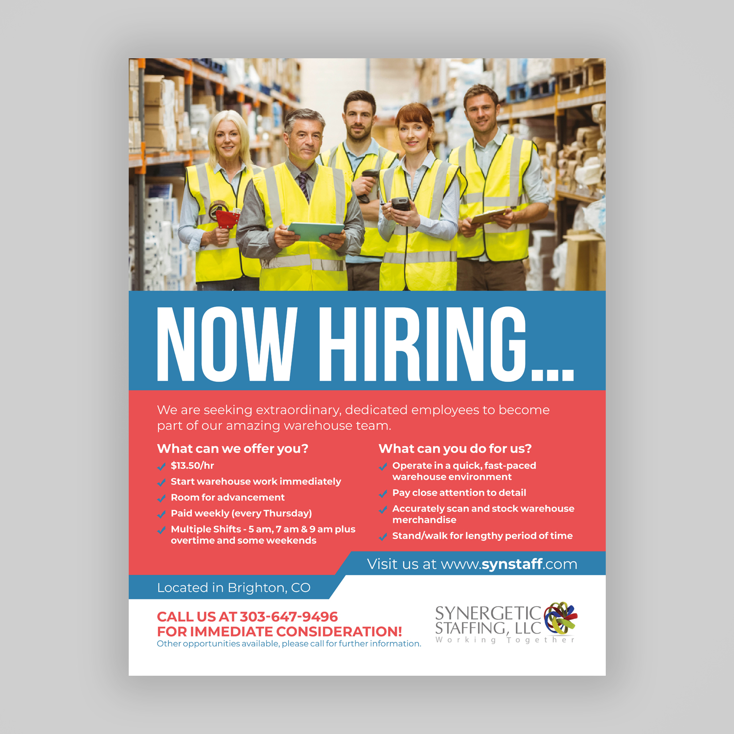 Flyer Design by Mariyam Khan for Synergetic Staffing, LLC | Design #21722300