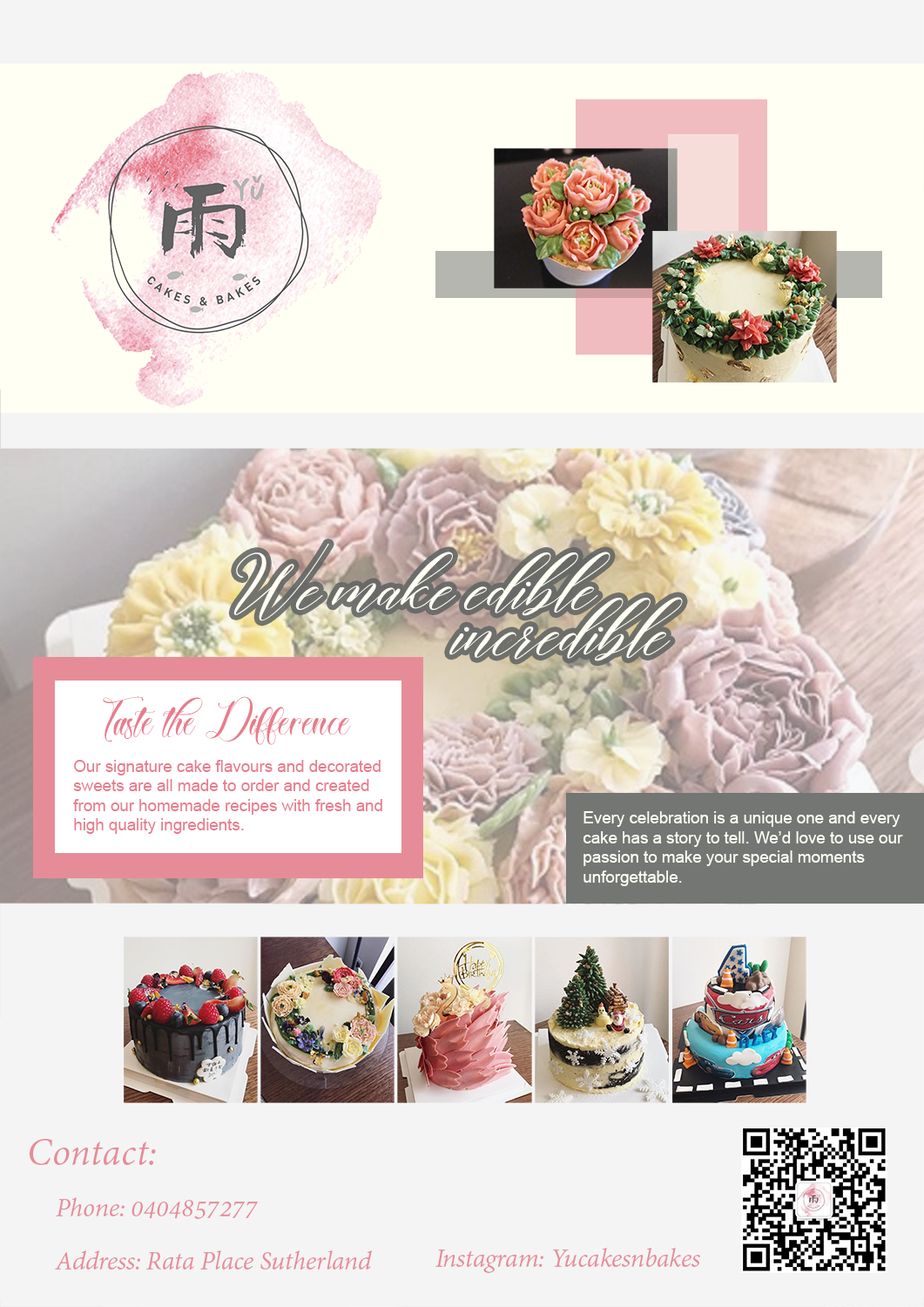 Flyer Design by Ellery Talbot for Yu Cakes & Bakes | Design #21424807
