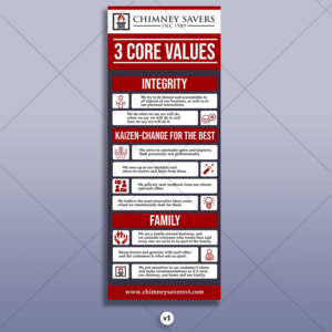 Core Values Banner For Chimney Savers Inc | Graphic Design by DA.