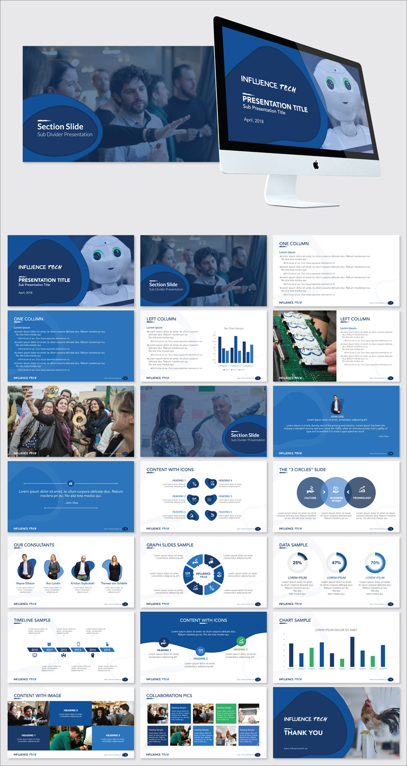 PowerPoint Design by Flatmilter for Influence Tech | Design #21406626