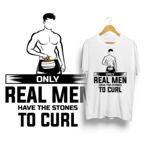 Only Real Men Curl T-shirt Design | Diseño de Camiseta por HELLOCRUNK