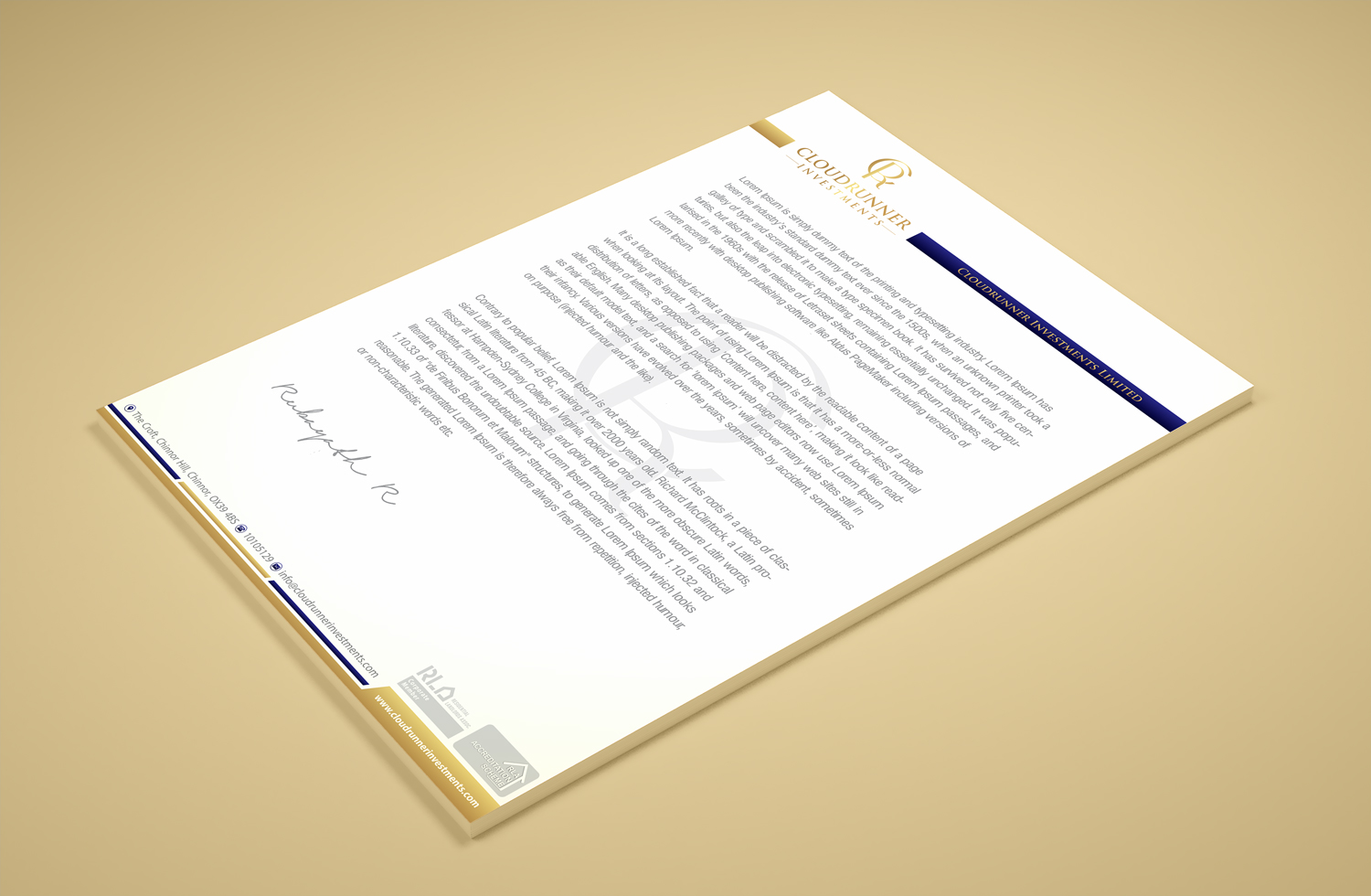 Schreibwaren-Design von Petter Goms für Cloudrunner Investments Limited | Design #21401296