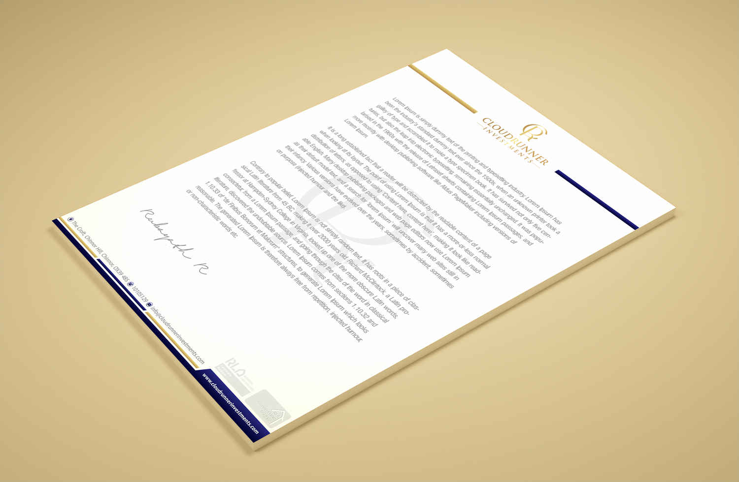 Stationery Design by Petter Goms for Cloudrunner Investments Limited | Design #21401988