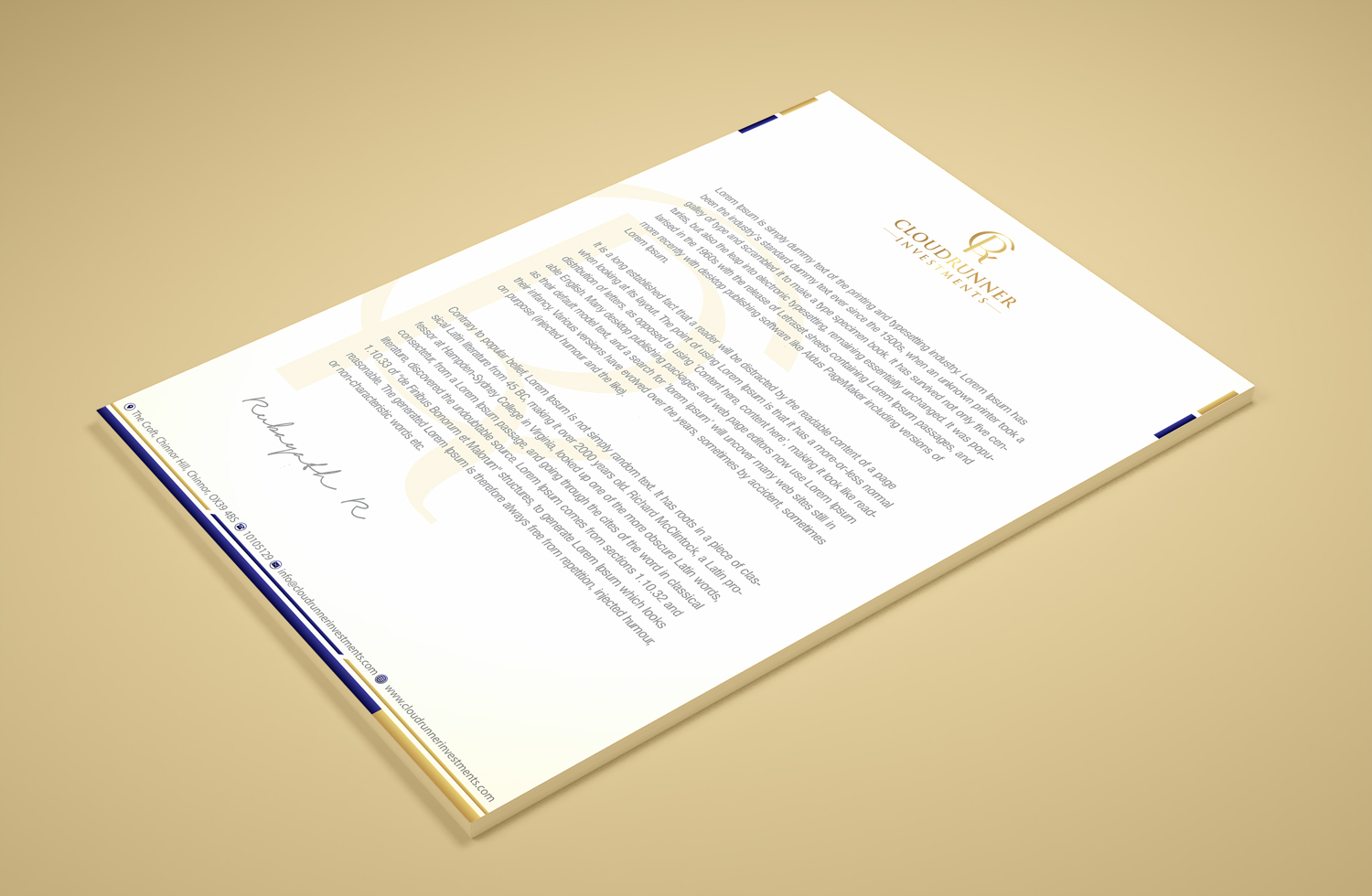 Stationery Design by Petter Goms for Cloudrunner Investments Limited | Design #21402089