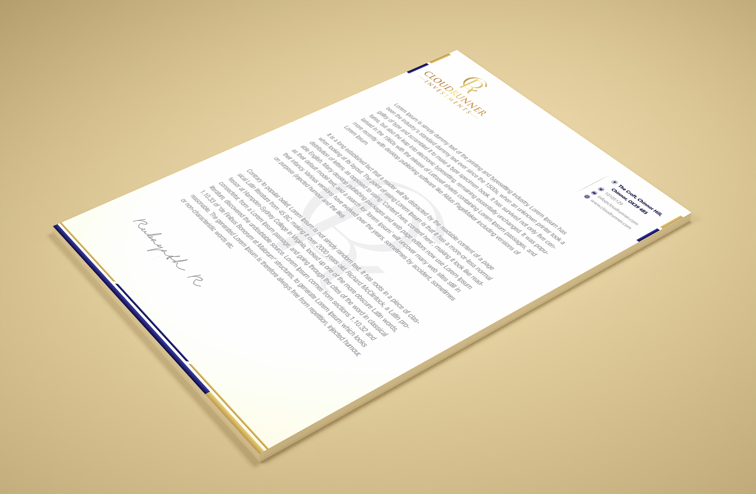 Stationery Design by Petter Goms for Cloudrunner Investments Limited | Design #21402328