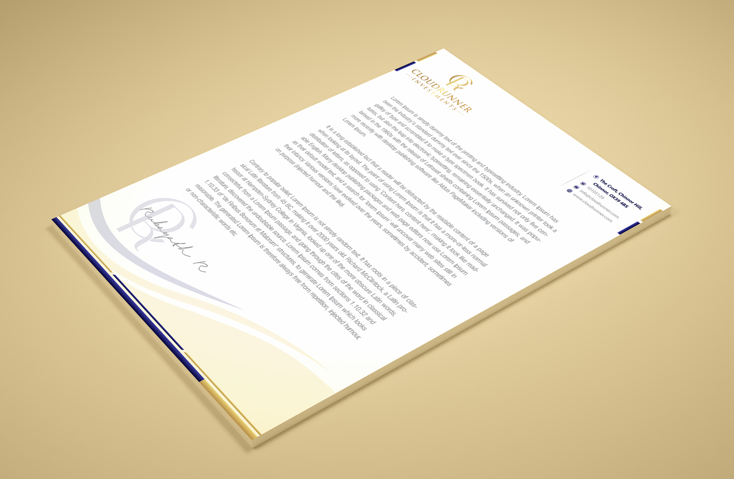 Stationery Design by Petter Goms for Cloudrunner Investments Limited | Design #21402402