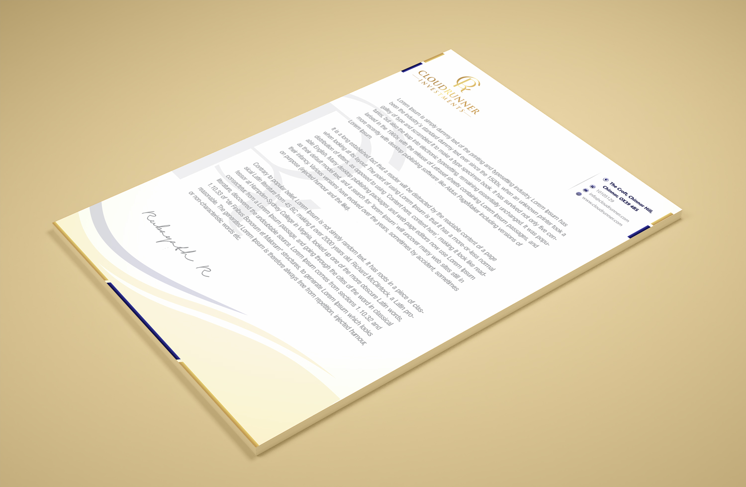 Stationery Design by Petter Goms for Cloudrunner Investments Limited | Design #21402446