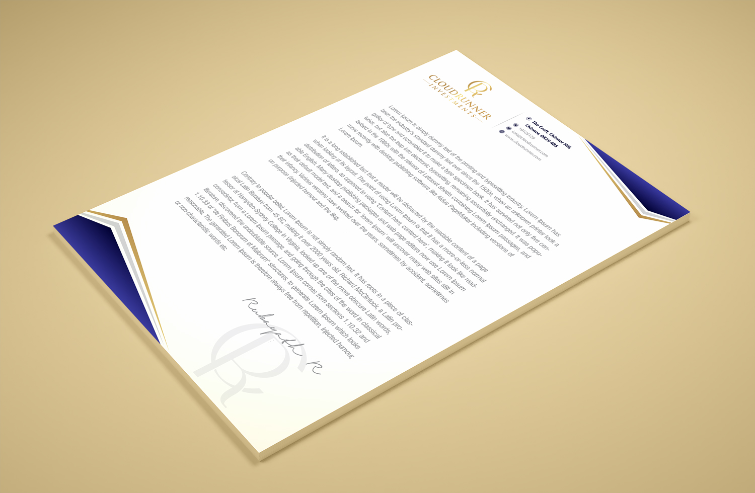 Stationery Design by Petter Goms for Cloudrunner Investments Limited | Design #21402588