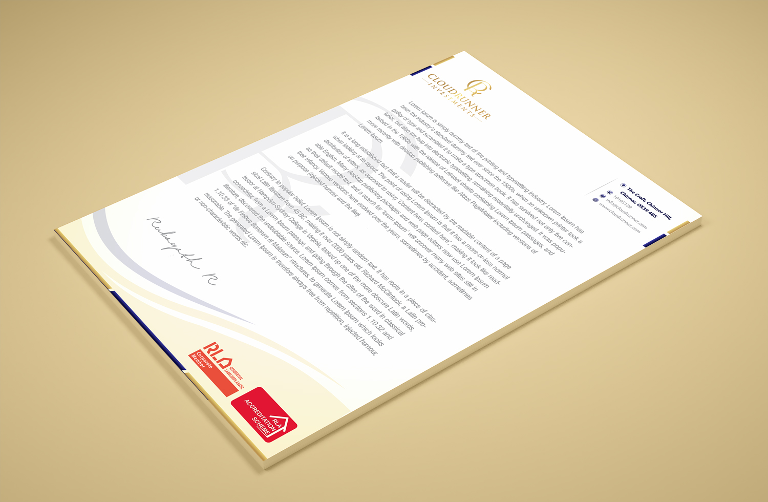 Stationery Design by Petter Goms for Cloudrunner Investments Limited | Design #21402607