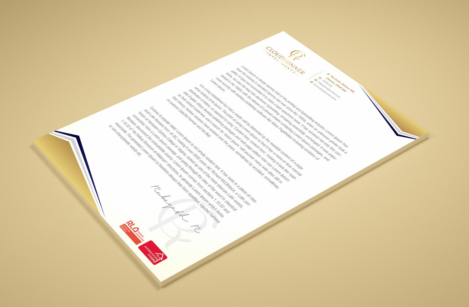 Stationery Design by Petter Goms for Cloudrunner Investments Limited | Design #21402610