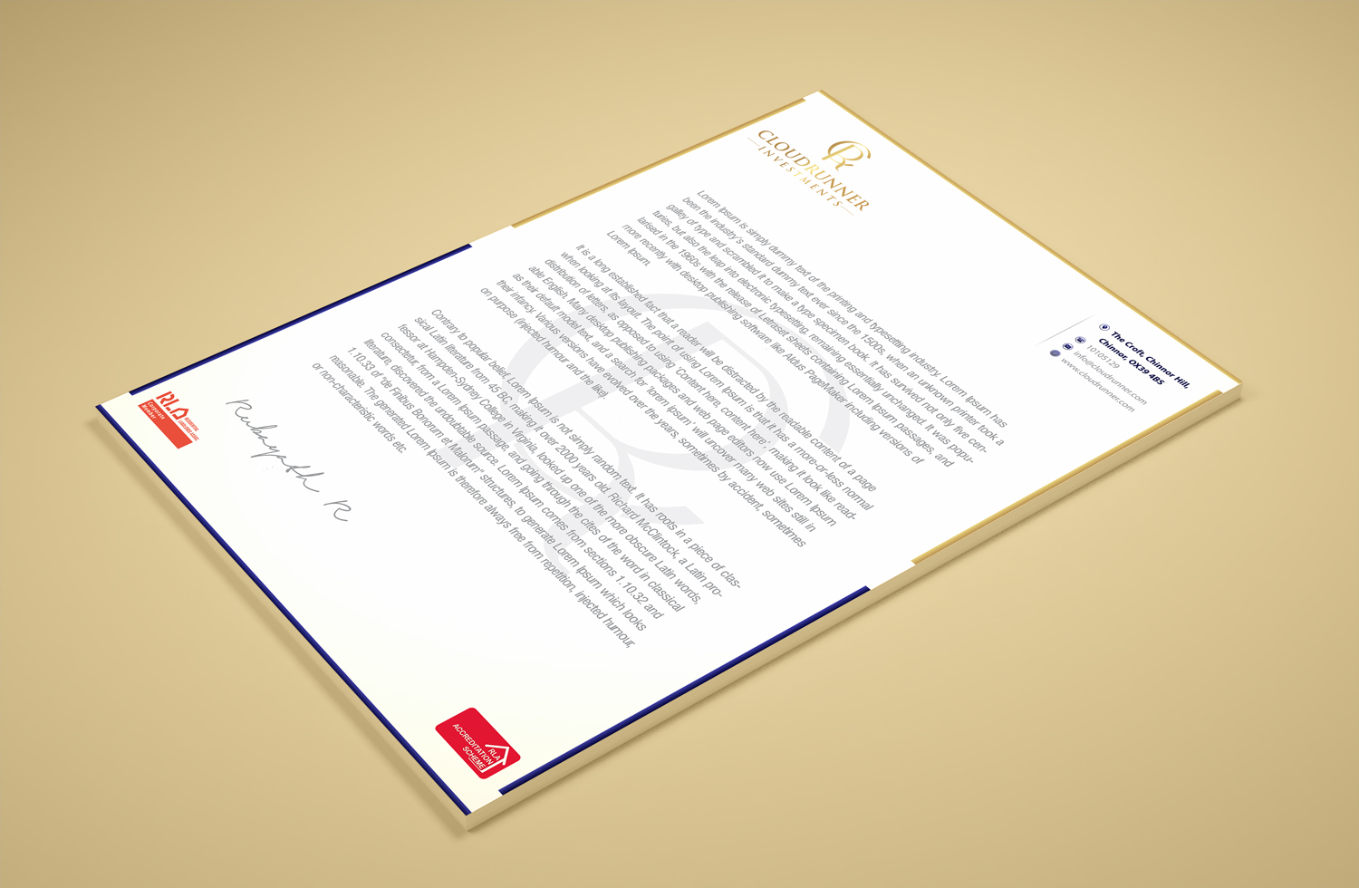 Stationery Design by Petter Goms for Cloudrunner Investments Limited | Design #21402911