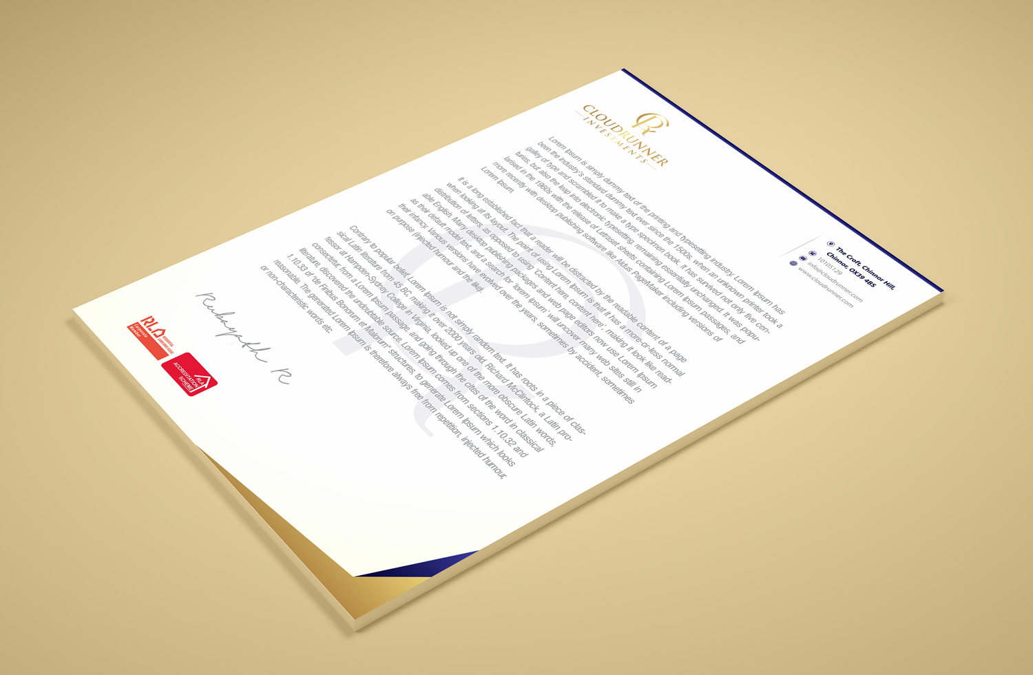 Design de Papeterie par Petter Goms pour Cloudrunner Investments Limited | Design #21403044