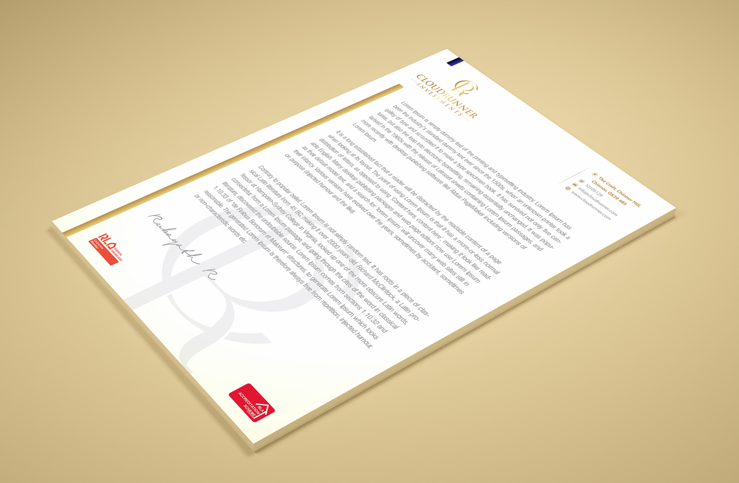 Stationery Design by Petter Goms for Cloudrunner Investments Limited | Design #21403728