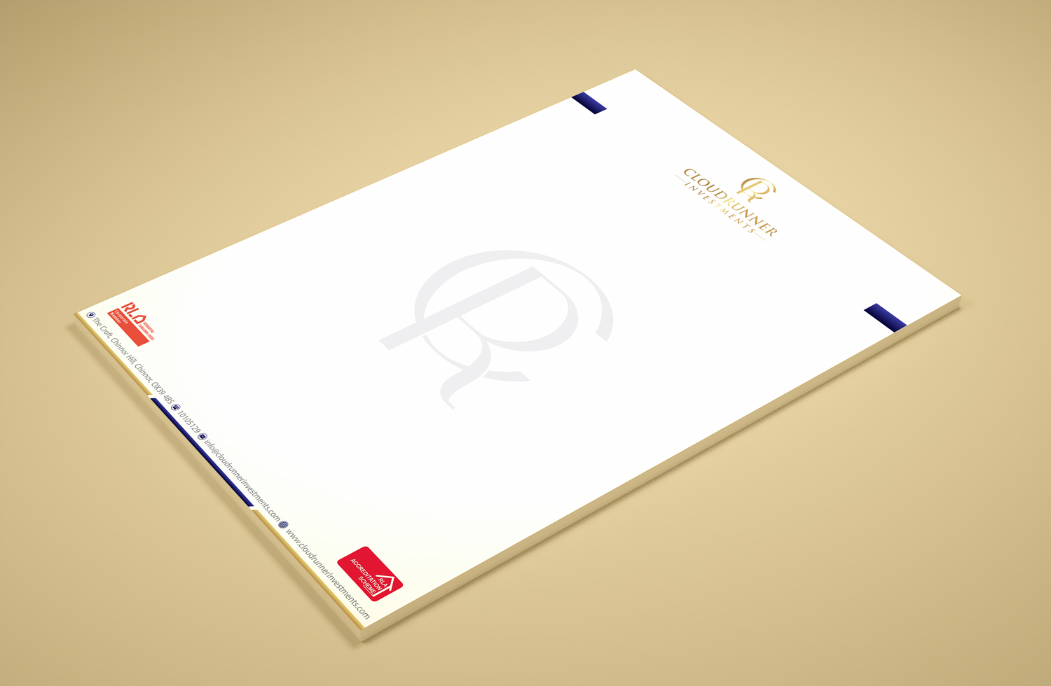 Schreibwaren-Design von Petter Goms für Cloudrunner Investments Limited | Design #21438196