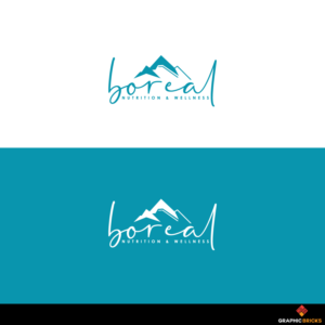 Boreal (lower case handwritten- top) Nutrition & Wellness (capitals- bottom) | Logo Design by Graphic Bricks