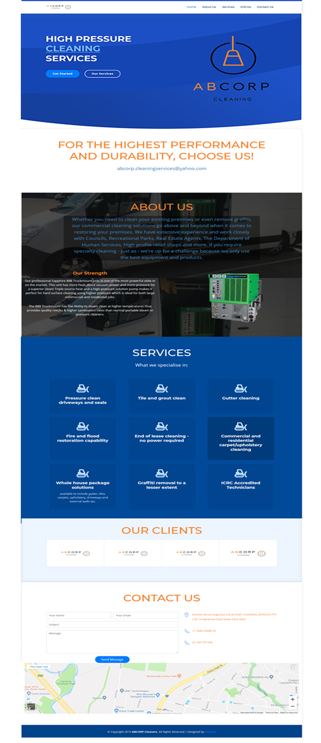 Diseño Web por madD para Ab Corp Cleaning Services  | Diseño #21408274