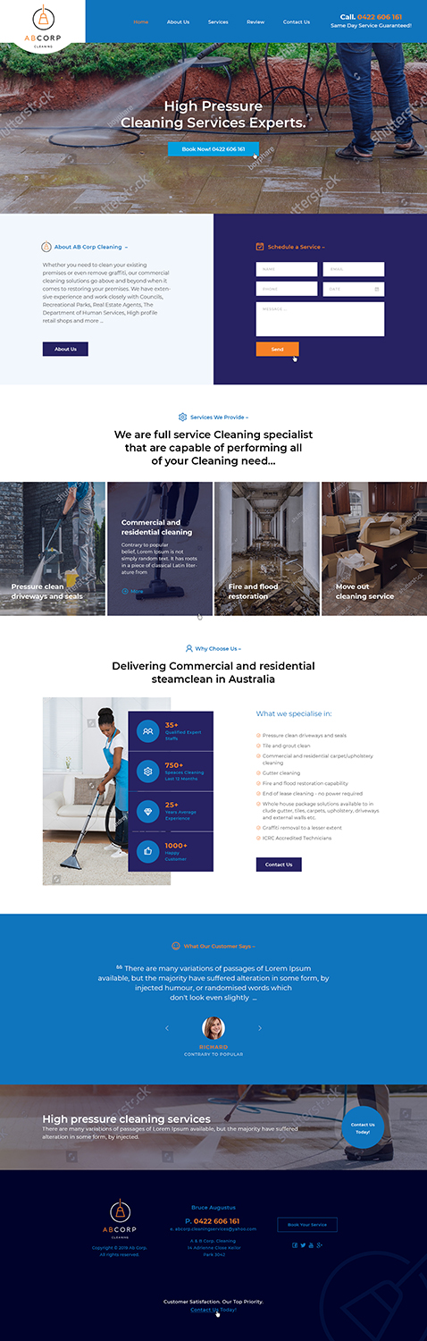 Web Design by Ved Web Services for Ab Corp Cleaning Services  | Design #21410988
