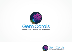 Main Title text: Gem Corals     Sub-text: 100% Captive Grown | Logo Design by ArtTank