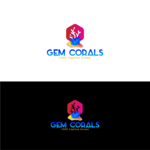 Main Title text: Gem Corals     Sub-text: 100% Captive Grown | Logo-Design von Maxo-Biz