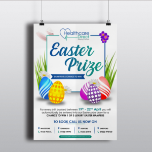 Easter Competition Flyer to Healthcare Clients with a chance to win 1 of 2 luxury hampers | Flyer-Design von Schöpfer