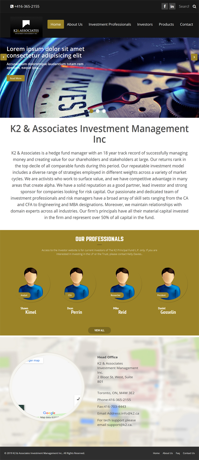 Web Design by Poonam 11 for K2 & Associates Investment Management Inc.  | Design #21454213