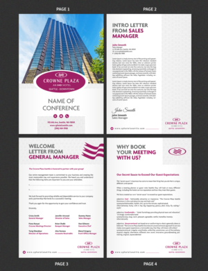 Ten page .pdf brochure to have people book a meeting or event | Design de Brochure par SAI DESIGNS