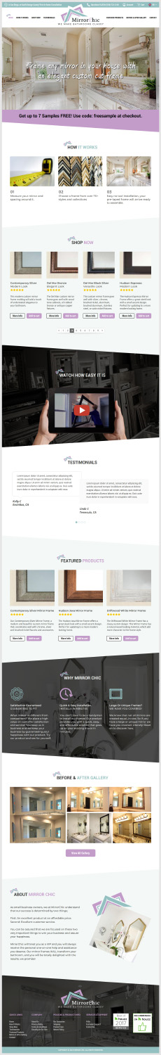 Simple design for eCommerce retailer of Custom Cut Mirror Frames | Web Design by -Marc-