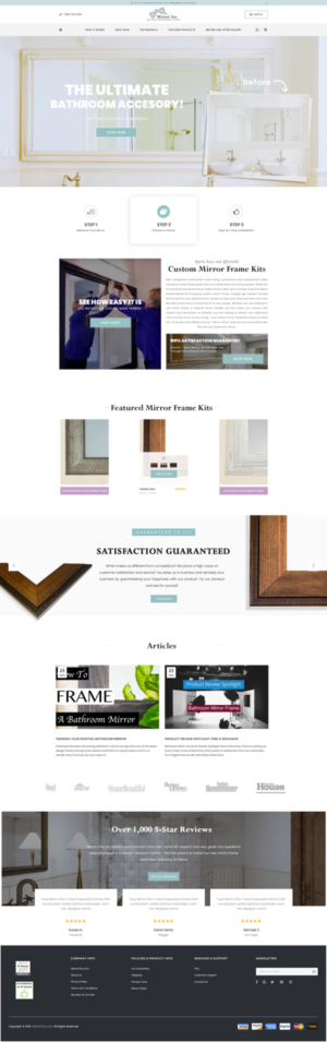 Simple design for eCommerce retailer of Custom Cut Mirror Frames | Web Design by DominicDesign