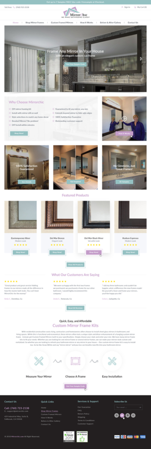Simple design for eCommerce retailer of Custom Cut Mirror Frames | Web Design by Ved Web Services