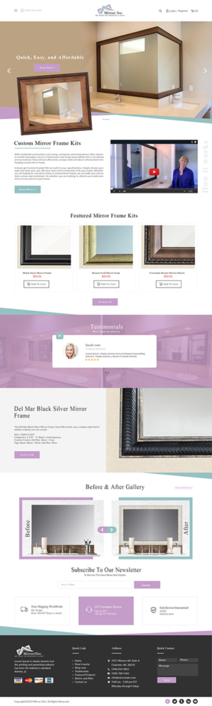 Simple design for eCommerce retailer of Custom Cut Mirror Frames | Web Design par bdesigner9