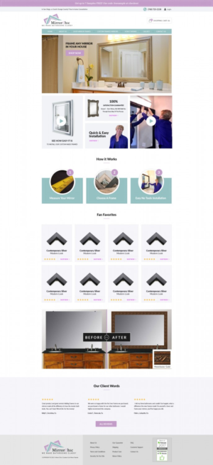 Simple design for eCommerce retailer of Custom Cut Mirror Frames | Diseño Web por v.senthil-designer