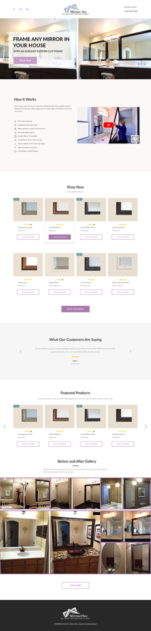 Simple design for eCommerce retailer of Custom Cut Mirror Frames | Web Design by Mukarram Haidari