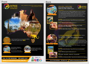 OUTBACK OPAL TOURS in Lightning Ridge. Tour operator needs a new A5 flyer for all our tours | Design de Flyer par SAI DESIGNS