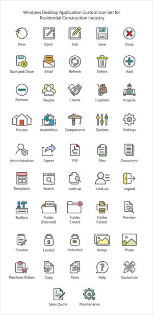 Windows Desktop Application Custom Icon Set for Residential Construction Industry | Diseño Gráfico por bdesigner9