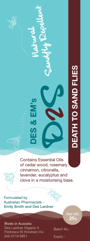 DES & EM’S DEATH TO SAND FLIES | Sticker Design by Akshar Shailesh
