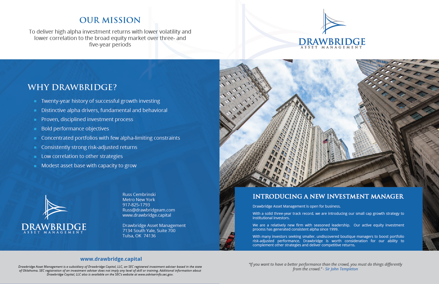 Brochure Design by Achiver for Drawbridge Capital | Design #21551350