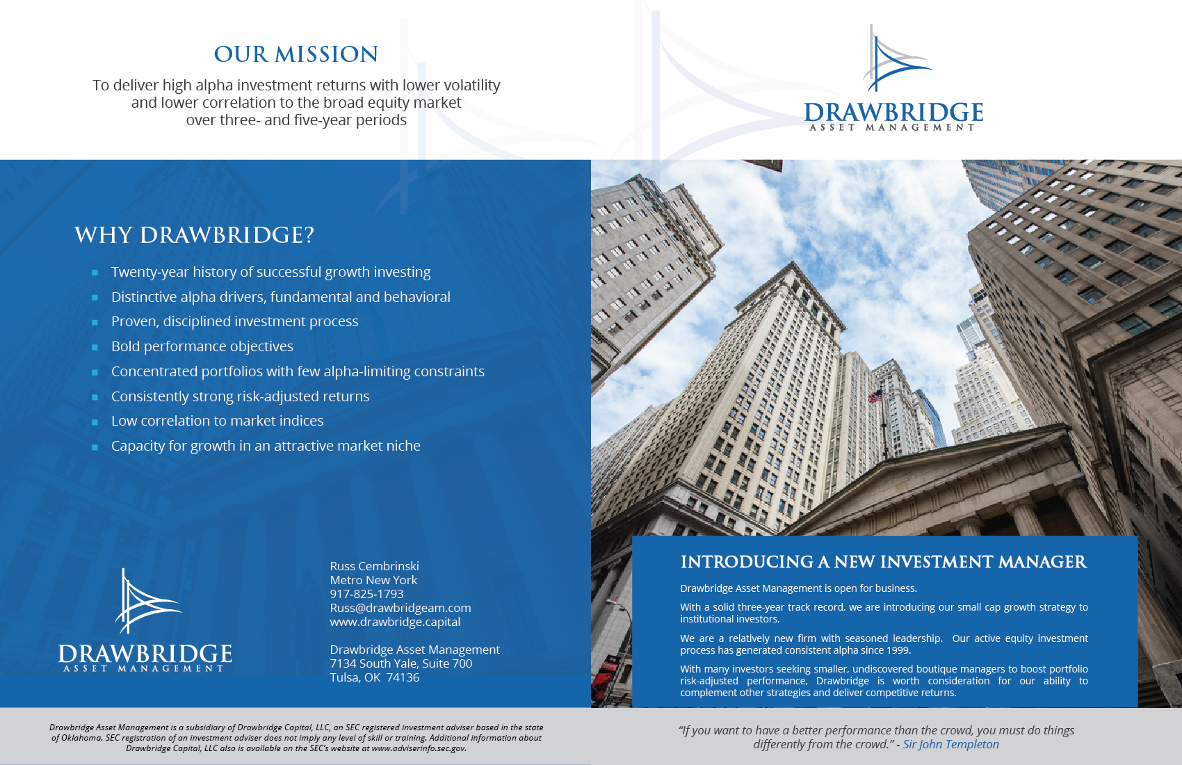 Brochure Design by Achiver for Drawbridge Capital | Design #21558803