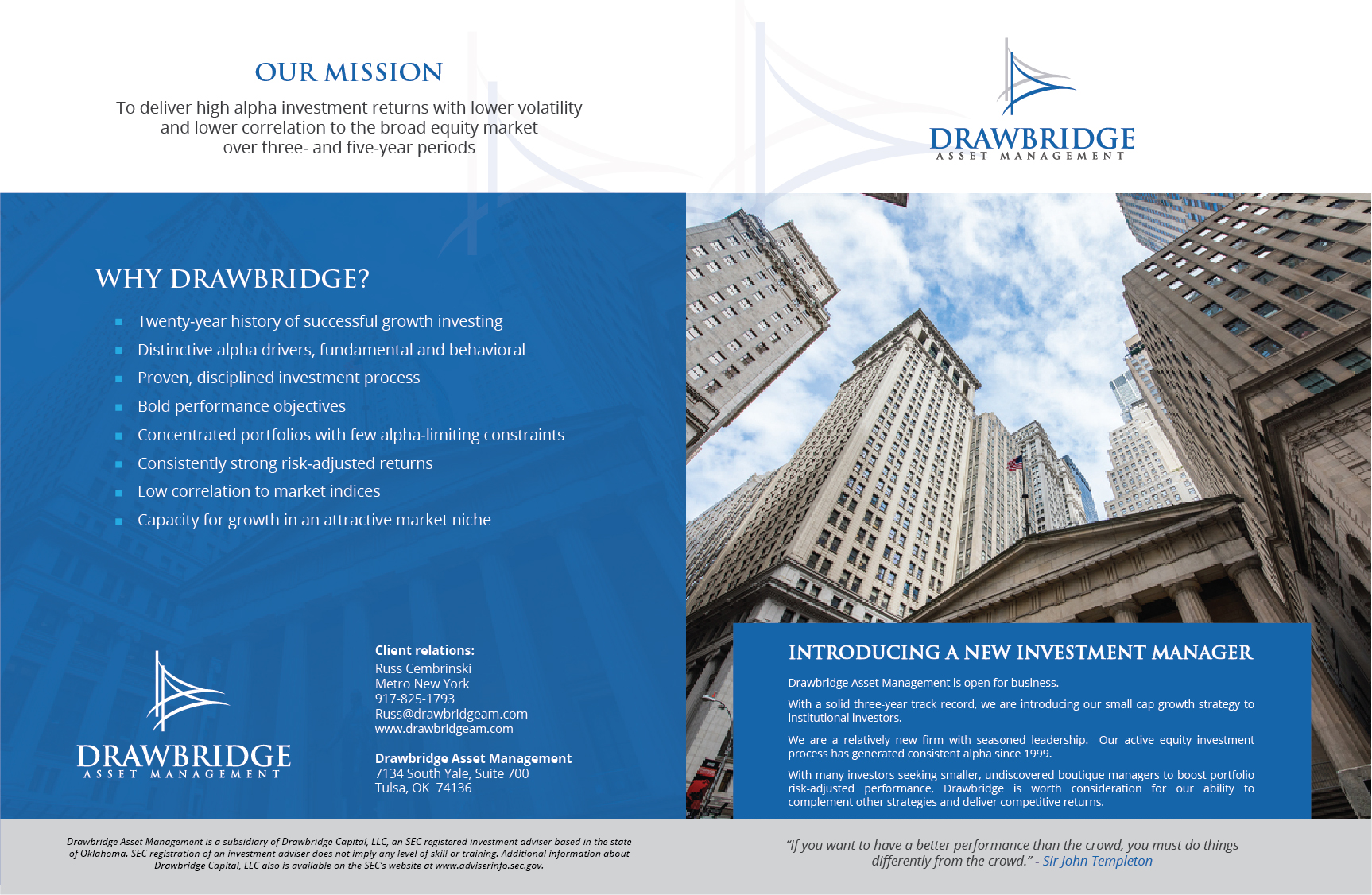 Design de Brochure par Achiver pour Drawbridge Capital | Design #21581220