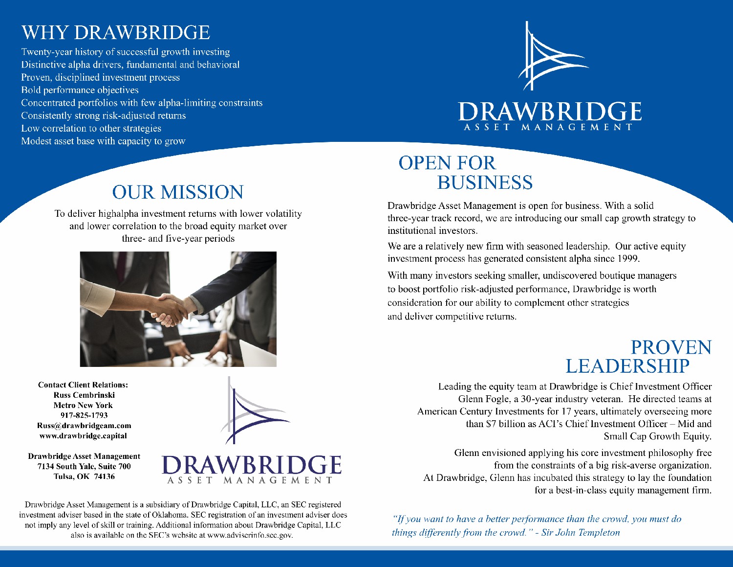 Brochure Design by Slazh for Drawbridge Capital | Design #21481274