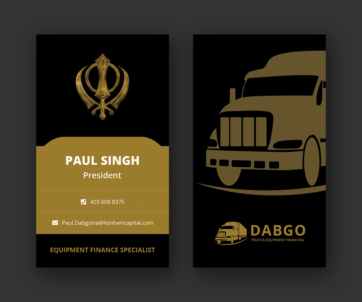 Business Card Design by designdeviser for Dabgo Truck & Equipment Financing | Design #21499013