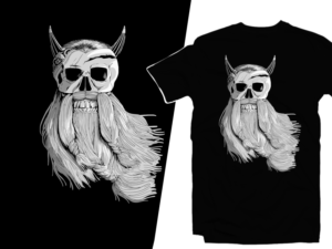Slay Bearded Tee / Bearded viking skull t-shirt | T-Shirt-Design von Tomi Ax