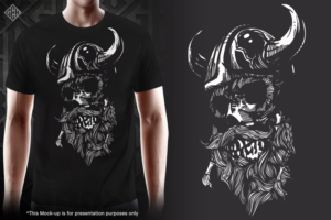 Slay Bearded Tee / Bearded viking skull t-shirt | T-Shirt-Design von gekgrfx