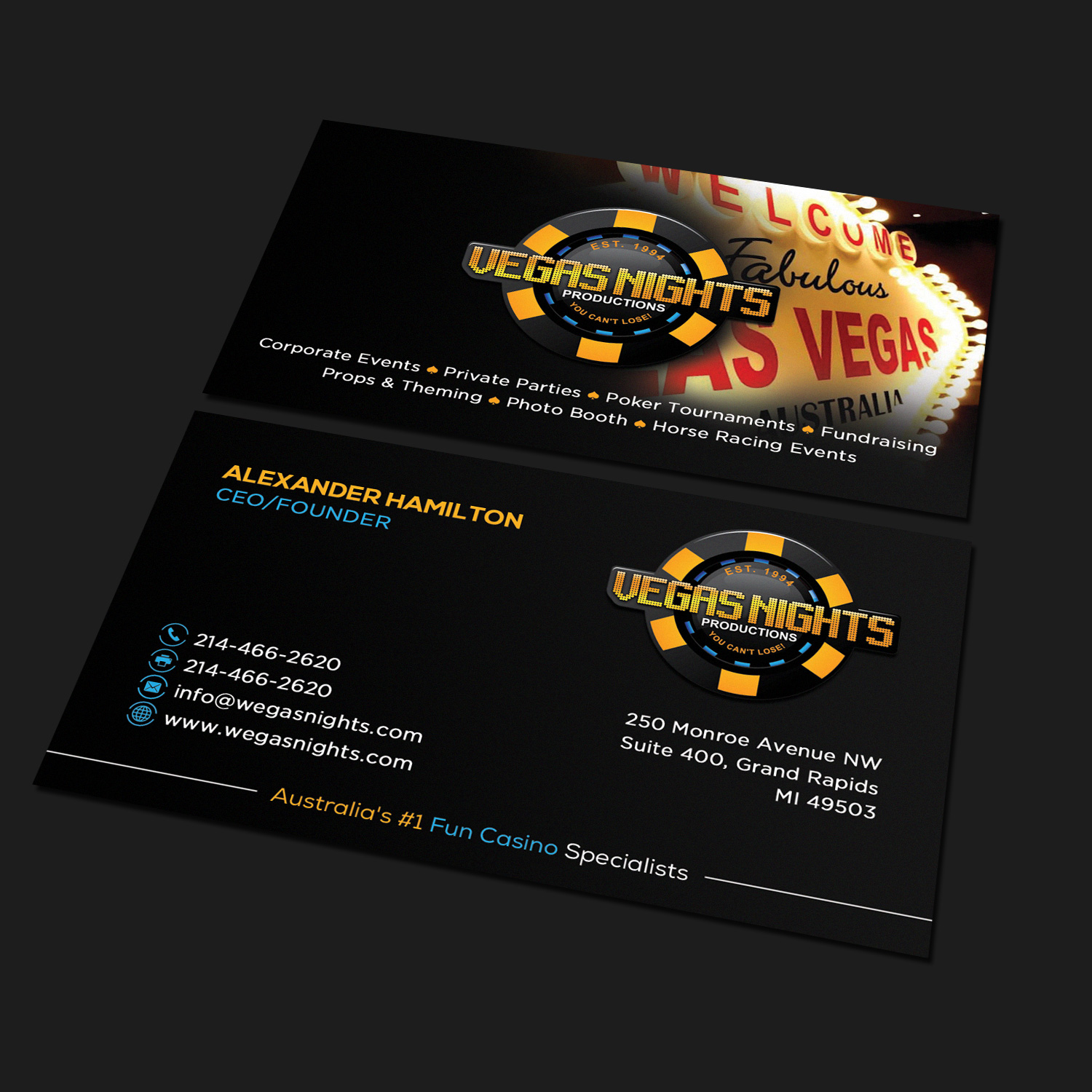 Design de Carte de Visite par Sandaruwan pour Vegas Nights | Design #21474496
